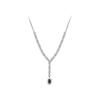 Oval Sapphire and Diamond Necklace in 14K Gold