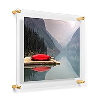 Wexel Art 11x14 Clear UV Grade Acrylic Double Panel Floating Wall Frame, Gold Hardware - Transparent Display for Contemporary Art and Photos