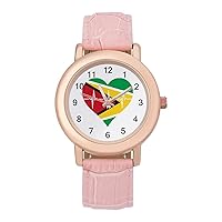 Love Guyana Heartbeat Womens Watch Round Printed Dial Pink Leather Band Fashion Wrist Watches
