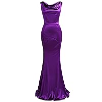 MUXXN Women's Elegant Sleeveless Maxi Mermaid Cocktail Gowns and Evening Long Dress Purple XL