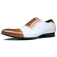 Men's Genuine Leather Lace-up Pointed Toe Oxfords Shoes Dress Classic Formal Brogues Business