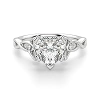 Riya Gems 2.10 CT Heart Moissanite Engagement Ring Colorless Wedding Bridal Solitaire Halo Bazel Style Solid Sterling Silver 10K 14K 18K Solid Gold Promise Ring Gift for Her
