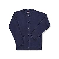 French Toast Girls' Crewneck & Welt Pocket Cardigan (Sizes 4-20) - Navy, 14