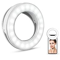 Selfie Ring Light , Rechargeable Selfie Fill Light with Retaining Clip On, Video Conference Light for Phone, Laptop, Zoom Meeting, Make up