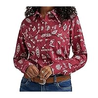 Wrangler Womens EssentialLongSleeve Snap Western Print Shirt
