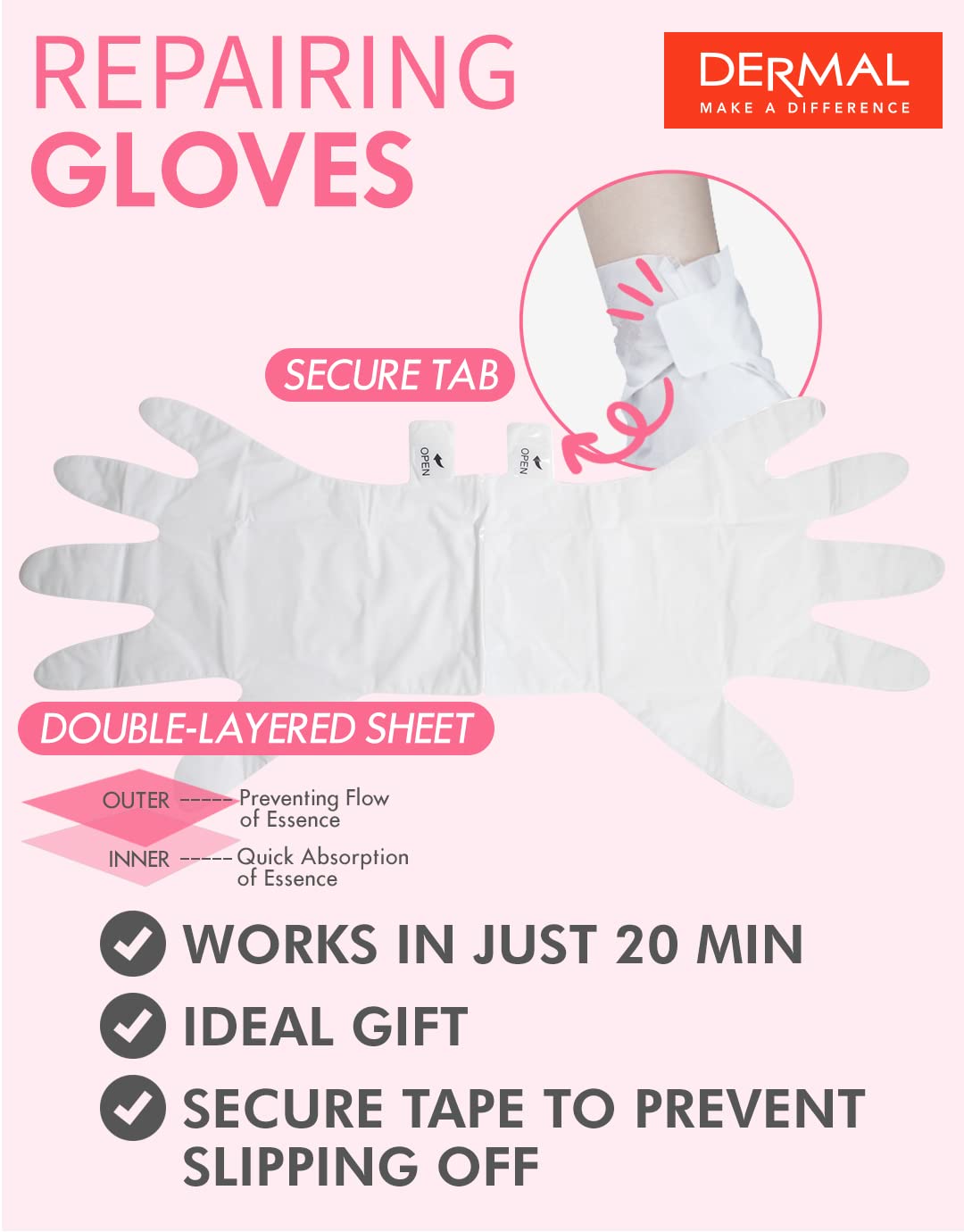DERMAL 24 Combo Pack Collagen Essence Full Face Facial Mask Sheet + Moistfull Silky Foot Socks & Hand Gloves Mask Combo 6 Pack