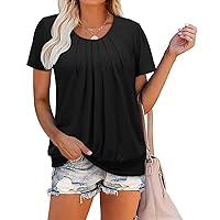 ZOLUCKY Womens Casual Short Sleeve Tunic Tops Scoop Neck T Shirts Summer Loose Fit Tunics