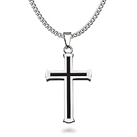 K & Co. Men's Cross Necklace, Personalized Two Tone Cross Pendant Necklace, Cross Necklace, Religious Gift SSN679