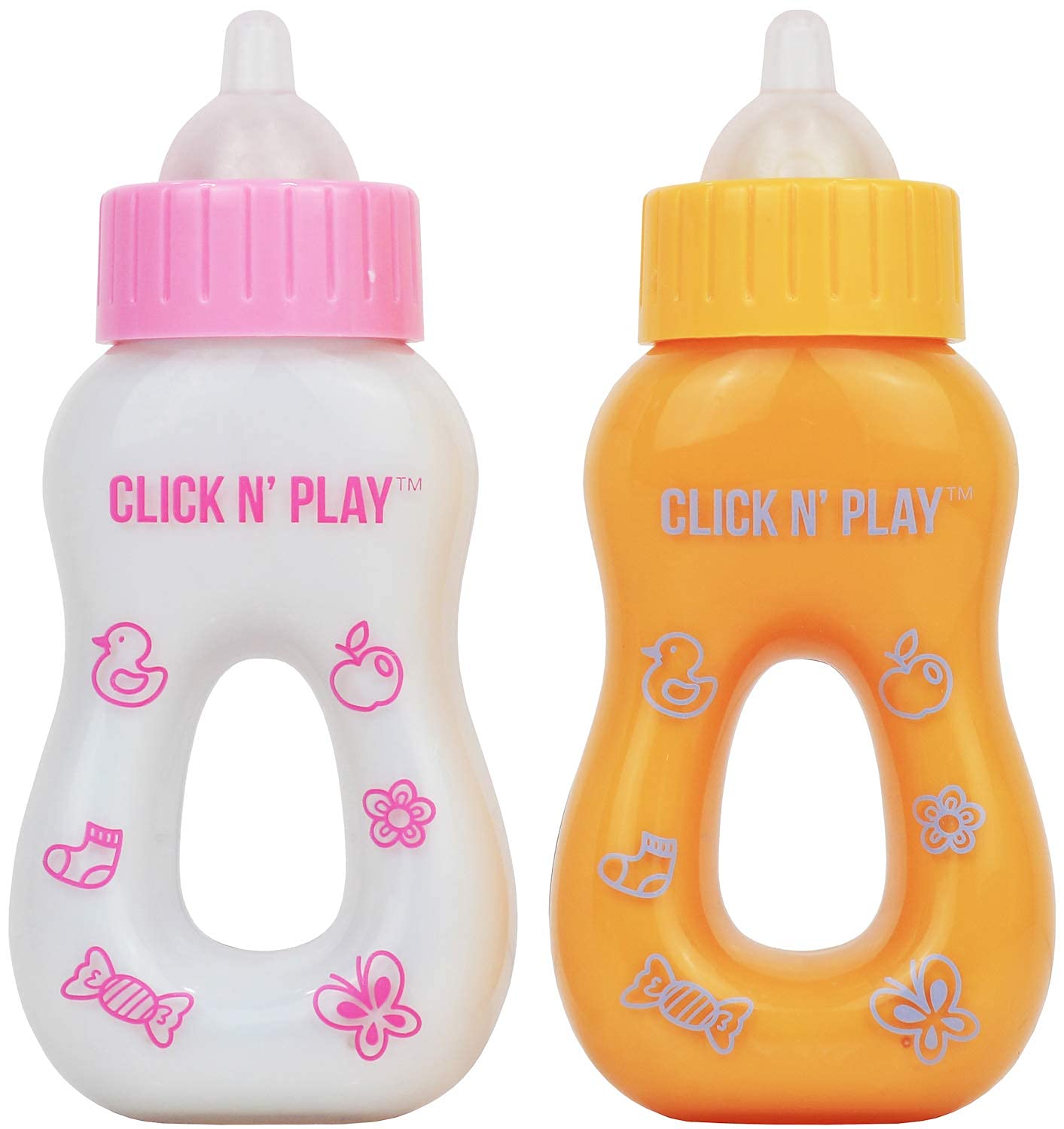 Click N' Play Magic Toy Set, Play Baby Bottles with Disappearing Milk & Juice, Doll Accessories for Kids & Toddlers, Great Gift for Little Girls Ages 2-4