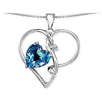 Sterling Silver Large 10mm Heart Shaped Simulated Stone Knotted Heart Pendant