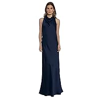 Maggy London High Neck Floor Length Fit and Flare Halter Formal Dresses for Women