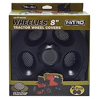 Wheelies Nitro Series - Riding Lawn Mower Tractor & Golf Cart Wheel Covers - Snap Fit to the Rim - 8 inch Diameter (Black) / 2pk