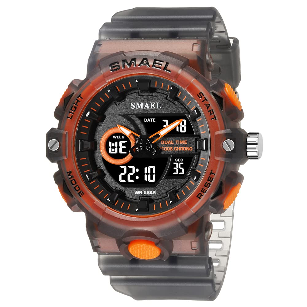 SMAEL New Sport Watch for Man Dual Time Watch for Men Shock Resistant LED Digital Watch Military 8081 Quality Mens Sports Watches