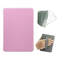 Young me Case for All-New Kindle Paperwhite with Hand Grip, Ultra Slim Thin PU Leather and Transparent TPU Soft Back Cover Rugged Smart Protective Pattern Cover with Auto Sleep/Wa (Pink)