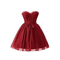 Basgute Heart Tulle Short Homecoming Dresses for Teens 2023 Mini Strapless A Line Fairy Formal Prom Evening Party Gown