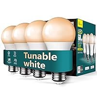 Smart Light Bulbs 4Pack, 2500K-6500K Tunable White Dimmable LED Light Bulb Compatible with Alexa and Google Home, 2.4GHz WiFi Smart Bulb, 800LM, E26 A19 9W, No Hub Required