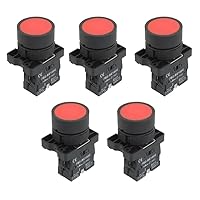 uxcell A12082000ux0371 1 NC N/C Red Sign Momentary Push Button Switch, 600V, 10 Amp, ZB2-EA42, 5pcs 22 mm