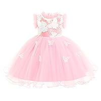 Baby Girls Birthday Dress Infant Ruffled Butterfly Embroidered Special Occasion Dresses
