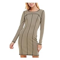 Womens Green Stretch Ribbed Removable Long Sleeve Shrug Sleeveless Scoop Neck Above The Knee Party Body Con Dress Plus 1X