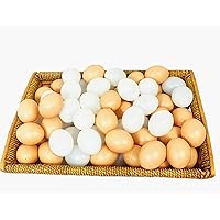 50 Pcs Plastic White & Brown Fake Eggs, Artificial Easter Eggs, Realistic Chicken Eggs, Faux Fake Egg for Kids DIY Crafts, Painting, Easter, Home, Party Decor