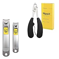 2 Packs Nail Clippers Set + Toenail Clippers, Stainless Steel Ingrown Toenail Tool, Professional Fingernail & Toenail Clippers for Thick Nails