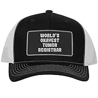World's Okayest Tumor Registrar - Leather Black Patch Engraved Trucker Hat