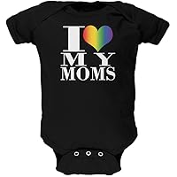 Old Glory Mother's Day I Love My Lesbian Moms Pride Heart Black Soft Baby One Piece - 9-12 Months