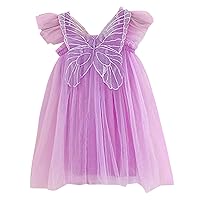Size 6 Girls Clothes Toddler Girls Fly Sleeve Butterfly Tulle Lace Dress Dance Party Princess Dresses Clothes Girls 7 Dress