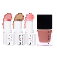 KIMUSE Multi Stick Trio Face Makeup & Lightweight Breathable Feel, Sheer Flush Of Color Liquid Blush Makeup