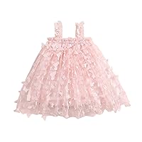 Toddler Girls Sleeveless 3D Butterfly Tulle Princess Dress Dance Party Dresses Clothes Girls Size 12 Outfits