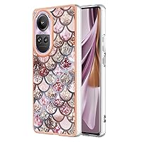 Compatible with Oppo Reno10 Pro 5G Phone Case, TPU IMD Personalized Colorful Scales Gilded Border Slim Cases Scratch-Proof Shockproof Back Protective Cover for Reno 10 Pro 6.7