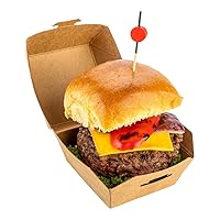 Restaurantware 2.5 x 2.5 x 2 Inch Mini Burger Boxes 100 Clamshell Food Containers - Hinged Lid Disposable Kraft Paper Take Out Boxes For Appetizers Or Desserts Serve Sliders or Finger Foods