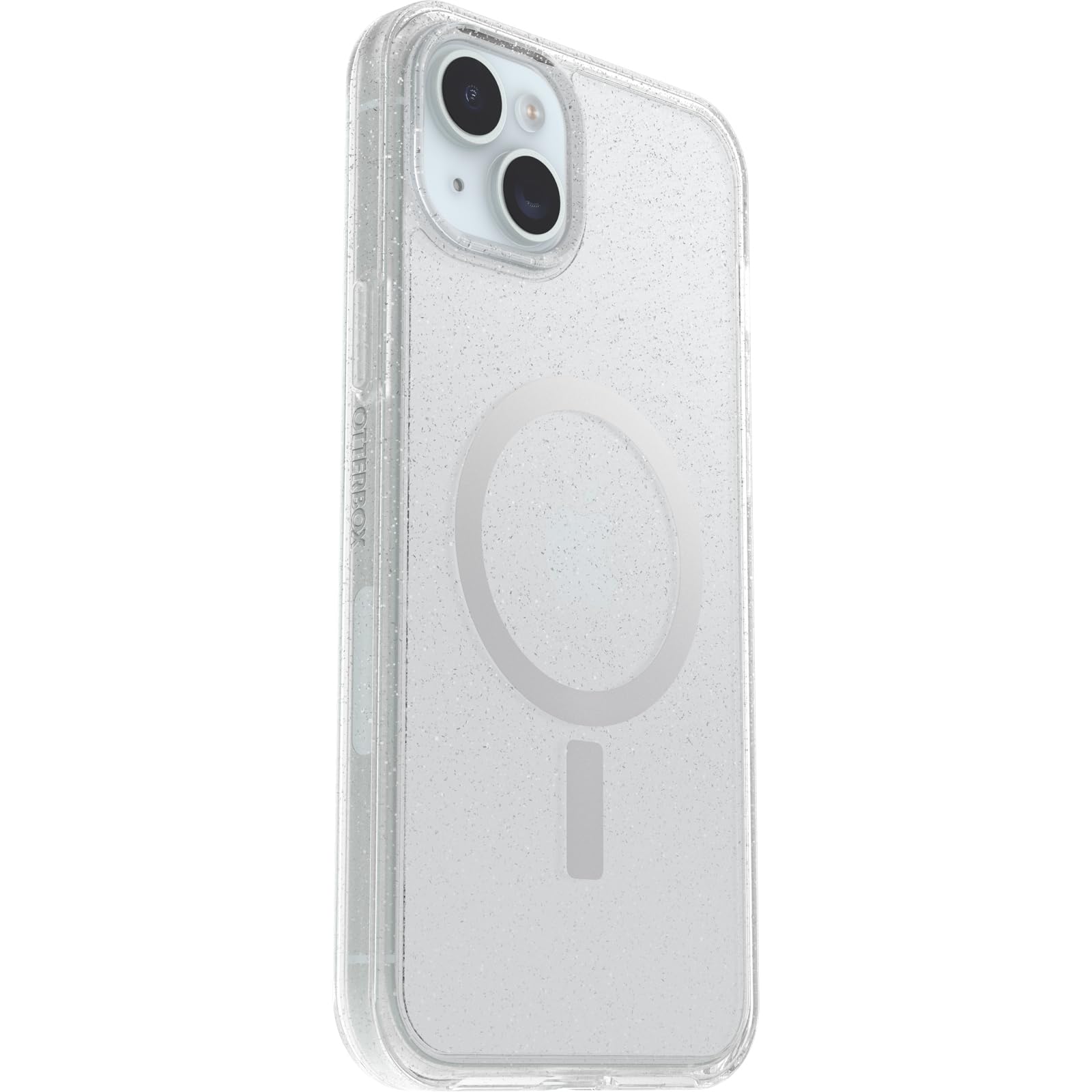 OtterBox iPhone 15 Plus and iPhone 14 Plus Symmetry Series Clear Case - STARDUST (Clear/Silver), snaps to MagSafe, ultra-sleek, raised edges protect camera & screen