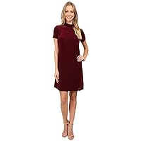 Maggy London Women's Diamond Dot Burnout High Neck Fit and Flare, Wine, 16