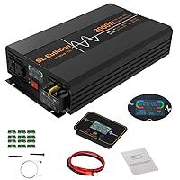 3000W/6000W(Peak) Pure Sine Wave Car Power Inverter 12V DC to 120V AC 60HZ with LCD Display, USB Port, Wireless Remote Control（10M for Car Home Laptop Truck