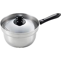 Yoshikawa SJ3199 One-Handed Pot, 6.3 inches (16 cm), 0.6 gal (2.1 L), Lid Included, Made in Japan, Can Drain Hot Water