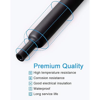 MILAPEAK 270 PCS Heat Shrink Tubing Kit - 3:1 Ratio Adhesive Lined, Marine Grade Shrink Wrap - Automotive Industrial Heat-Shrink Tubing - Black, Red