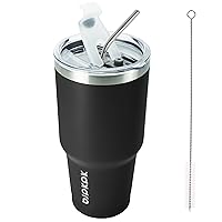BJPKPK 30 oz Stainless Steel Tumbler with Lid and Straw Insulated Travel Coffee Mug Reusable Metal Thermal Cup,Black