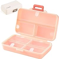 Sofmild Travel Pill Organizer-7 Compartments Easy to Open Portable Pill Box-Daily Pill Case for Purse Pocket,Pill Container to Hold Vitamins,Fish Oil,Medicine (Pink+White)