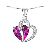 Large 12mm Double Heart Pendant Necklace in Sterling Silver with Chain