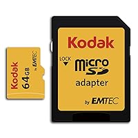 KODAK 64GB UHS-I U3 V30 A1 Extra Performance microSD with Adapter - Read Speed 95MB/s Max - Write Speed 85MB/s - Additional Storage Multimedia Devices