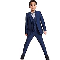 Kelaixiang Boys Blue Formal Suit Set 3pcs Suits Wedding School Party Suits Jacket Pants Vest