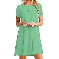 YMING Womens Short Sleeve Ombre Dress Summer Casual T-Shirt Dresses Loose Fit Gradient Sundress Plus Size