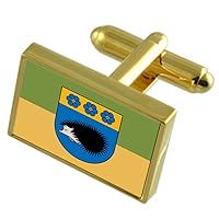 Vilaka City Latvia Gold-Tone Flag Cufflinks