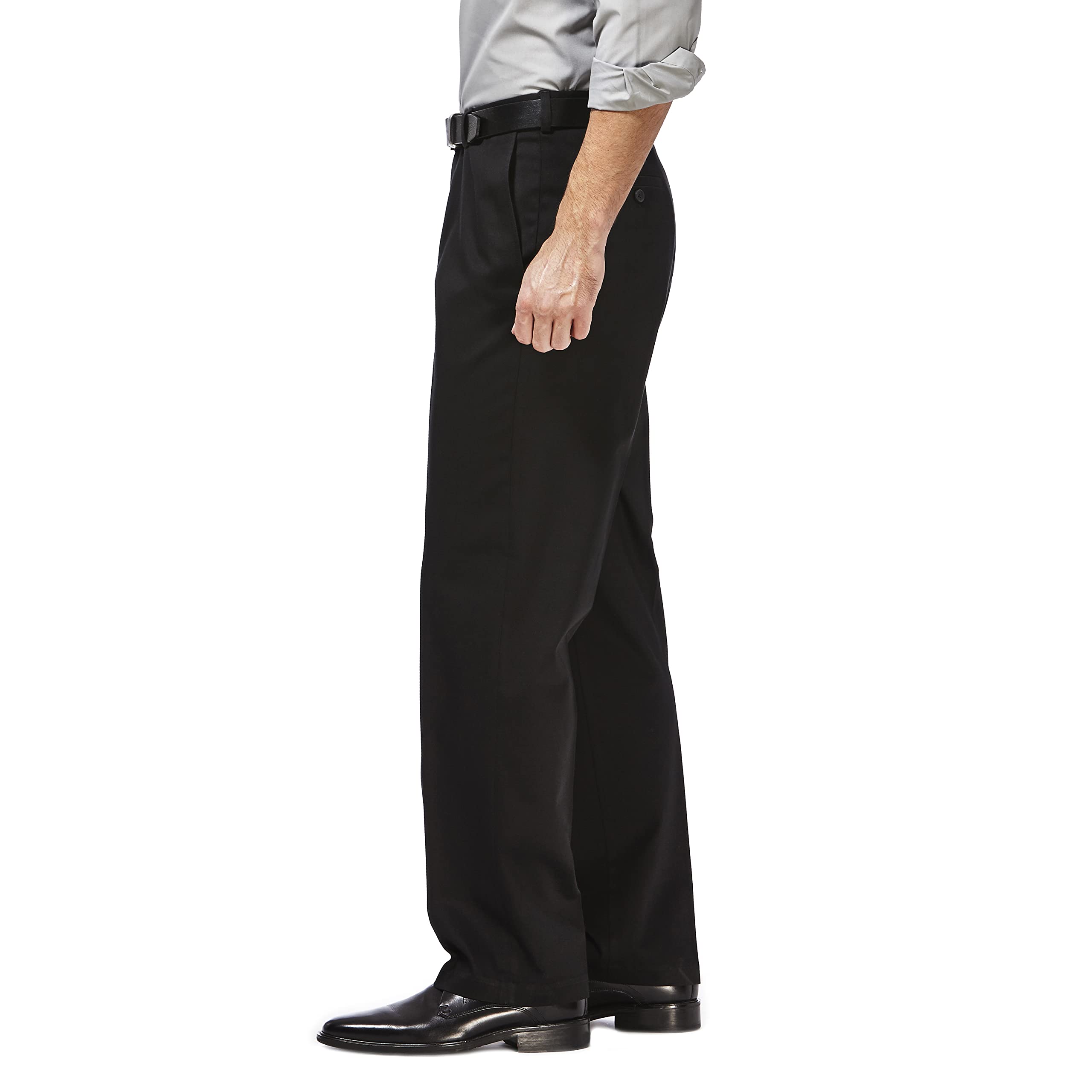 Haggar Men's Premium No Iron Khaki Classic Fit Expandable Waist Flat Front Pant Reg. and Big & Tall Sizes