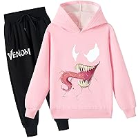 Teen Kid Venom Fleece Hoodie and Jogger Pants-Winter Long Sleeve Hooded Sweatshirt Suit for Boy