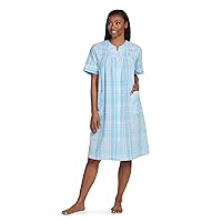 Miss Elaine Women's Short Seersucker Robe, Snap Front and Short Sleeves, Two Front Pockets, Sleepwear and Loungewear