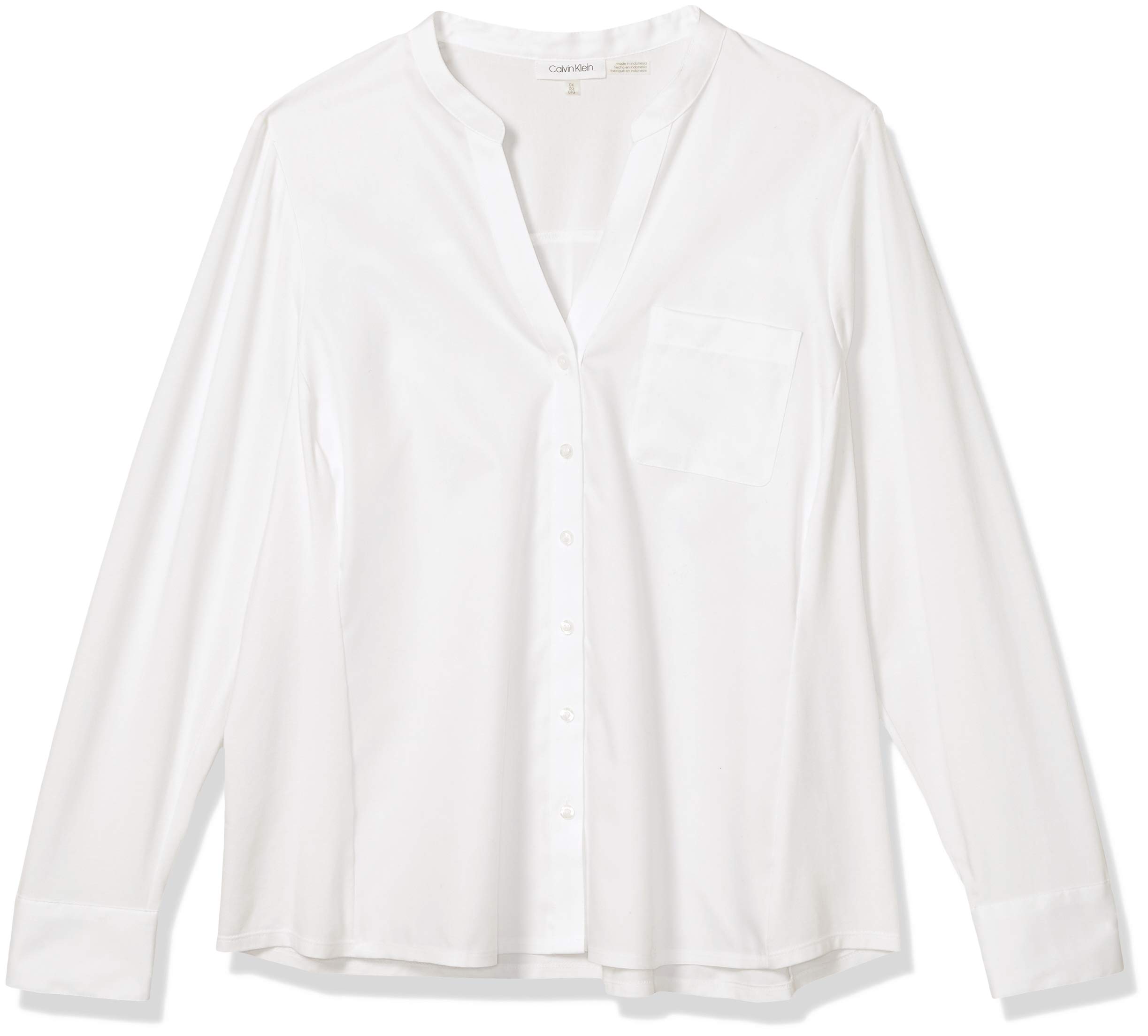 Calvin Klein Women's Plus-Size Non-Iron Knit Combo Shirt