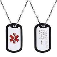 GOLDCHIC JEWELRY Personalized USA Flag/Military/Medical Alert ID Dog Tags for Men,Stainless Steel Army Necklace Chain, Independence Day Gift 18K Gold Plated Dog Tags Necklace-Free Text Engrave