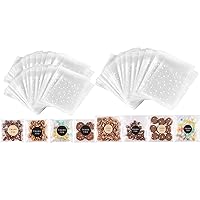 300PACK Self Sealing Cellophane Bags Cookie Bags for Gift Giving Clear Treat Bags with Stickers(White Polka Dot,4X4+5.5x5.5INCH)